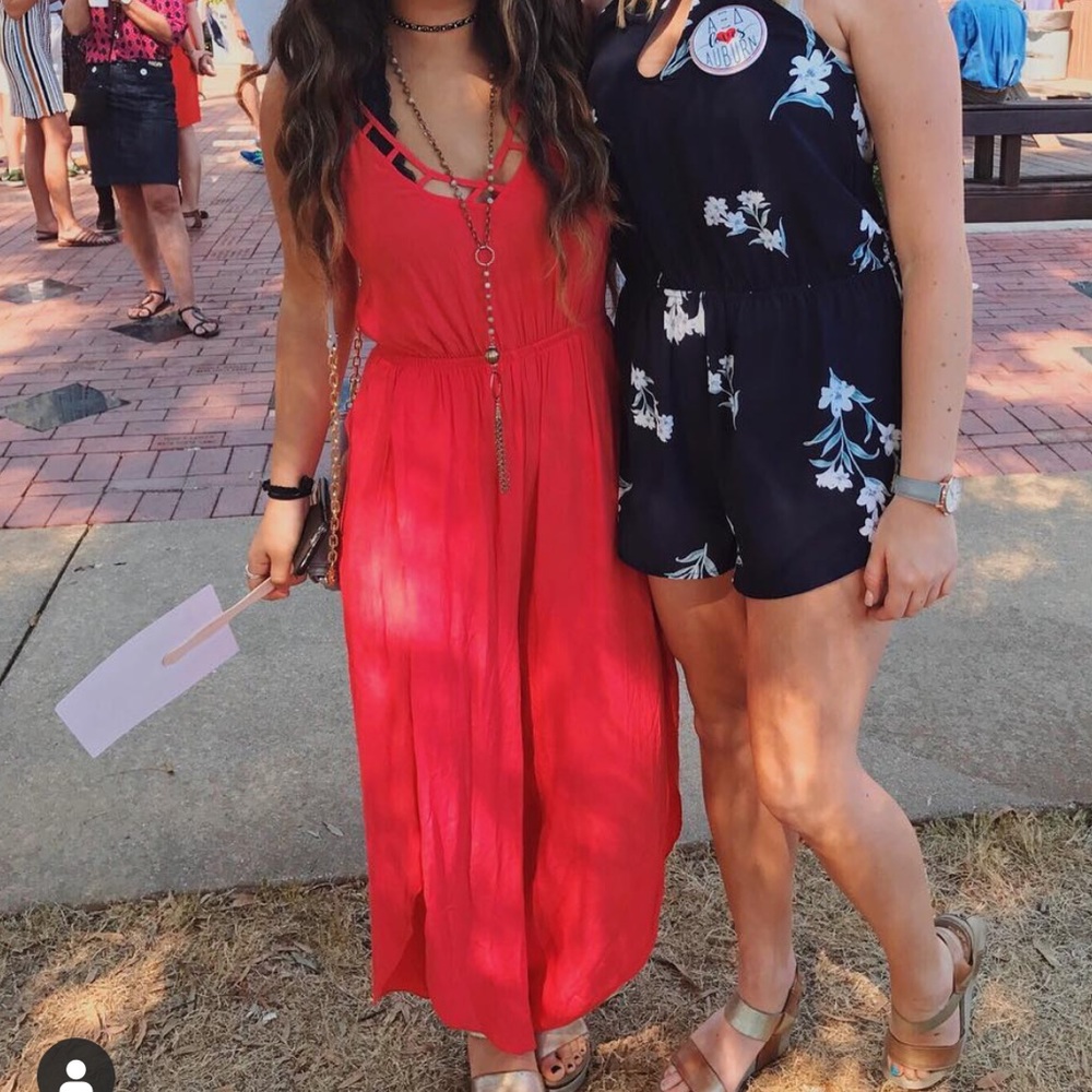 S red (reddish burnt orange) jumpsuit